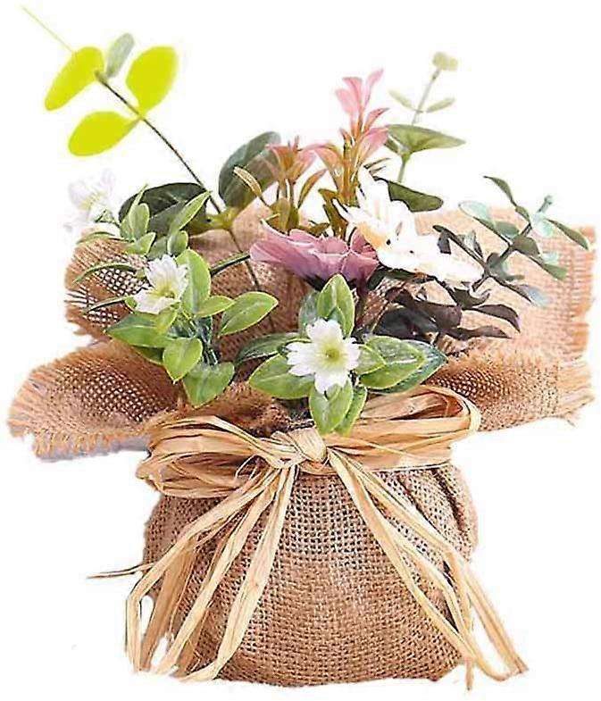 Szimulációs virágcserép cserepes növények zsákvászonnal dekoratív műnövények otthonra