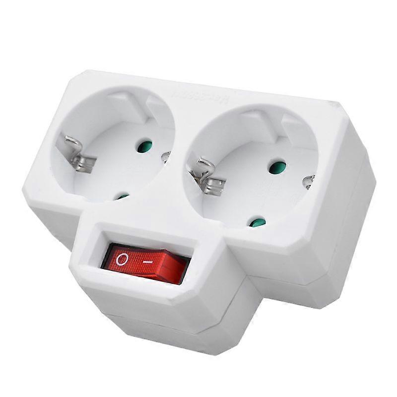 OOTDTY 1PC EU Standard Multiple Plug 250V 16A Double Socket Conversion Socket with Outlet Switch Plug Power Adapter Socket