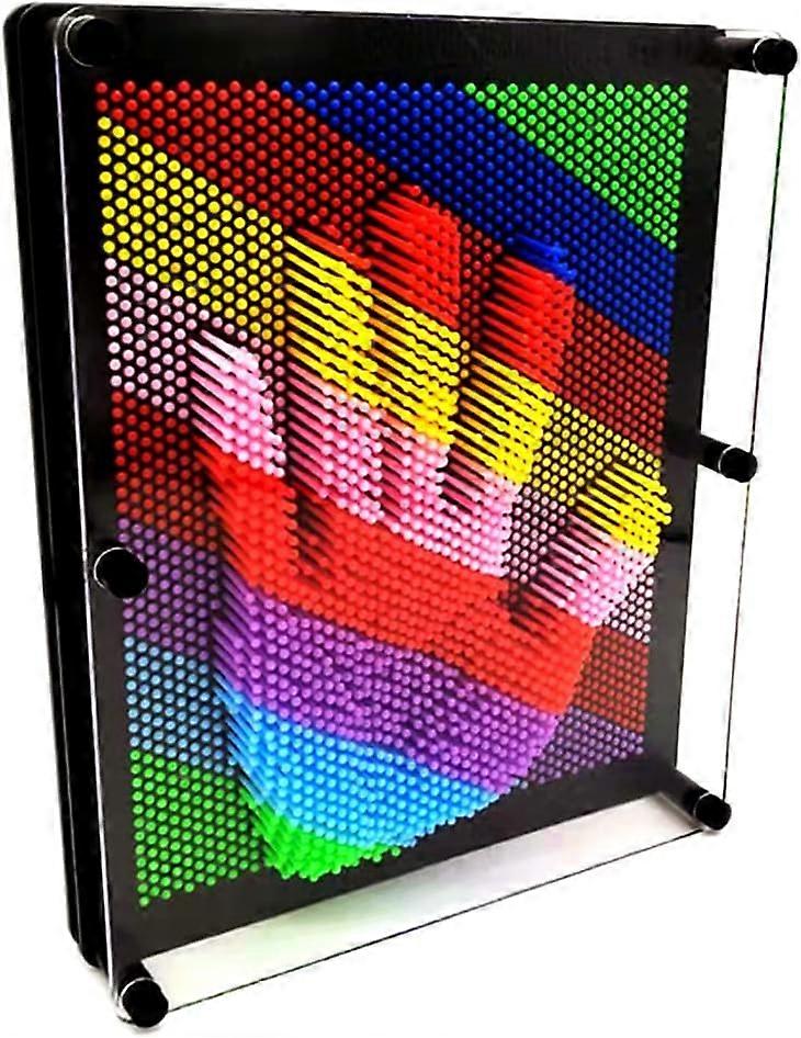 3D Pin Art Intellectual Fun Toy Rainbow Plastic Pin Art Palm Board Push Pin Toy (Rainbow-10x8Inches)