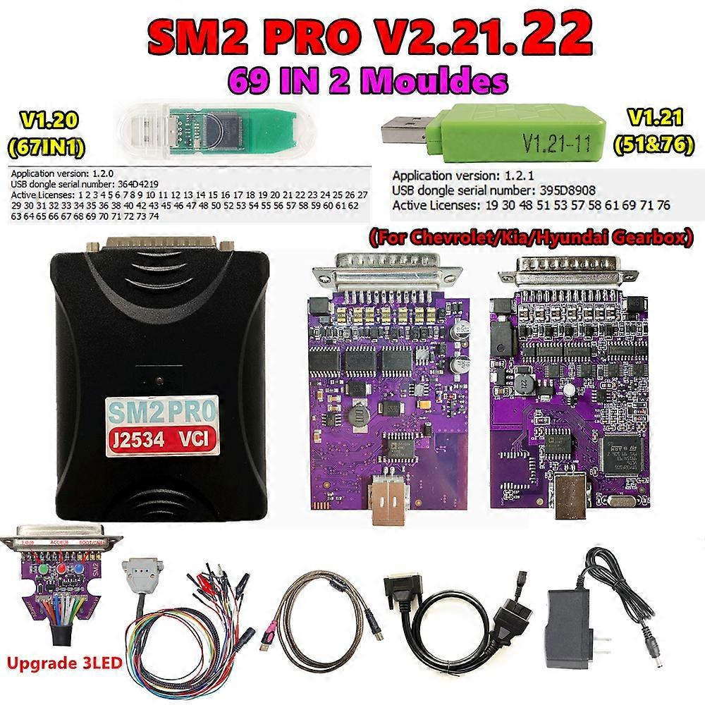 SM2 PRO V2.21.22 New Firmware New VCI J2534 V1.20 67 IN 1 Dongle Supports 61 Protocols V1.21 69IN1 3LED Display Boot/Flash/OBD