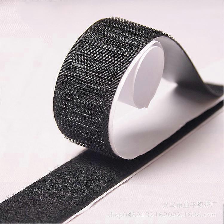54Yard Black Tape Roll with Adhesive Cut Strips Sticky Back Hook and Loop Fasteners