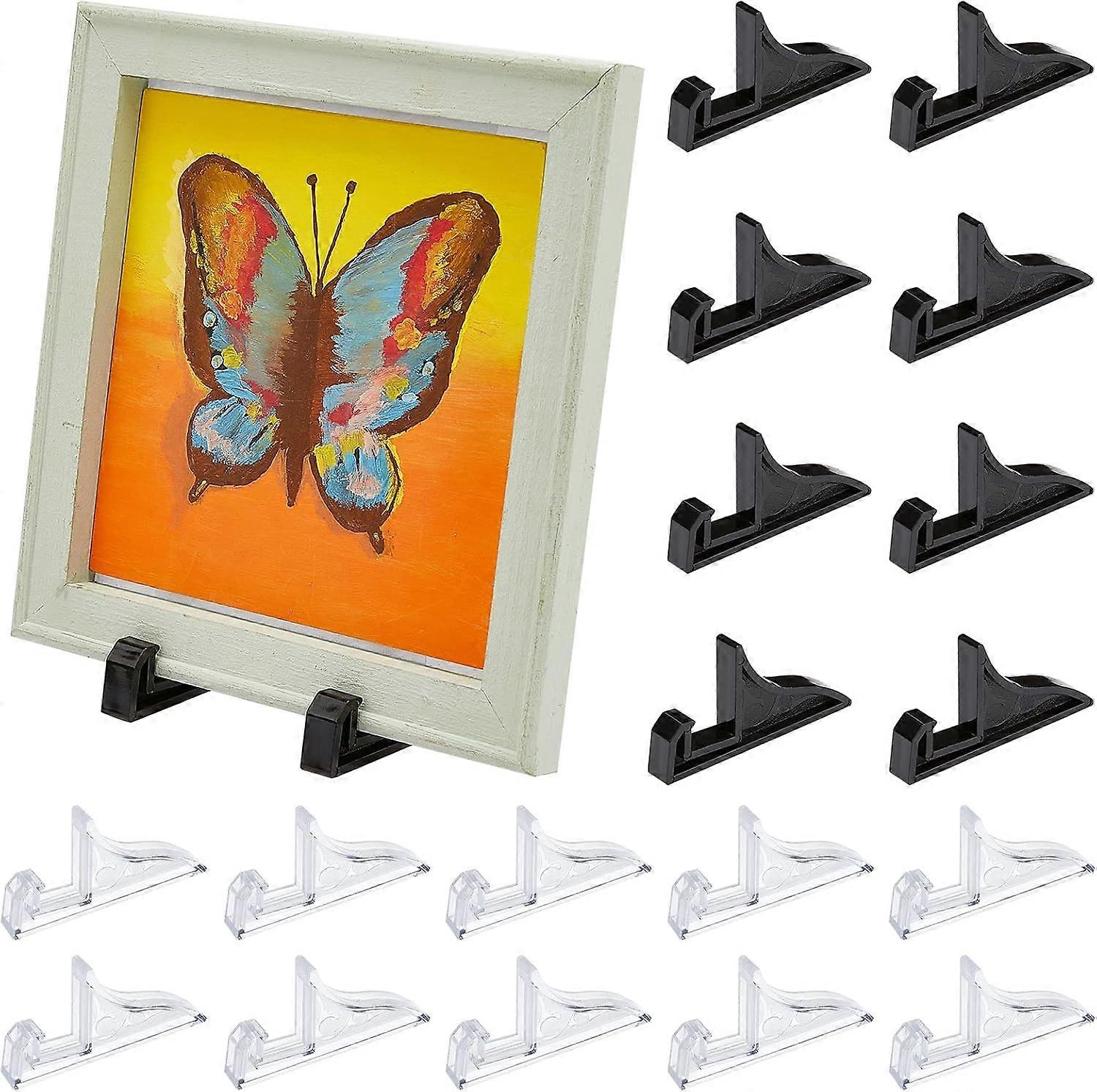 20pcs Easel Stands Plastic Photo Frame Display Stands Black Clear Plate Stand Holder Picture Display Easel for Book Plate Plaque Photo Platter Collect