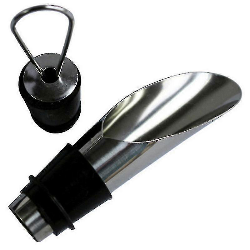 2pcs stainless Steel Wine Stopper Pourer Metal Drain Bar Home Wine Set