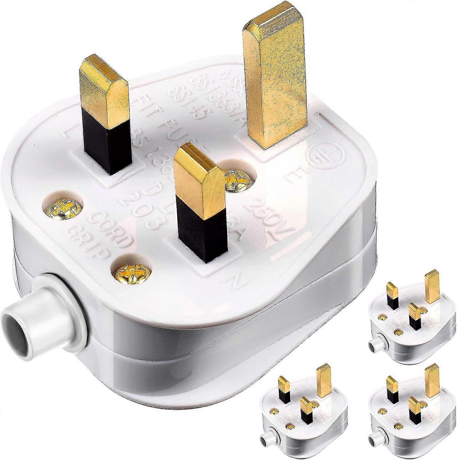 3 Pin 13 A Fused Mains Plugs, 250 V Mains Plug Adaptor With Cord Grip Rewireable Plug (3)