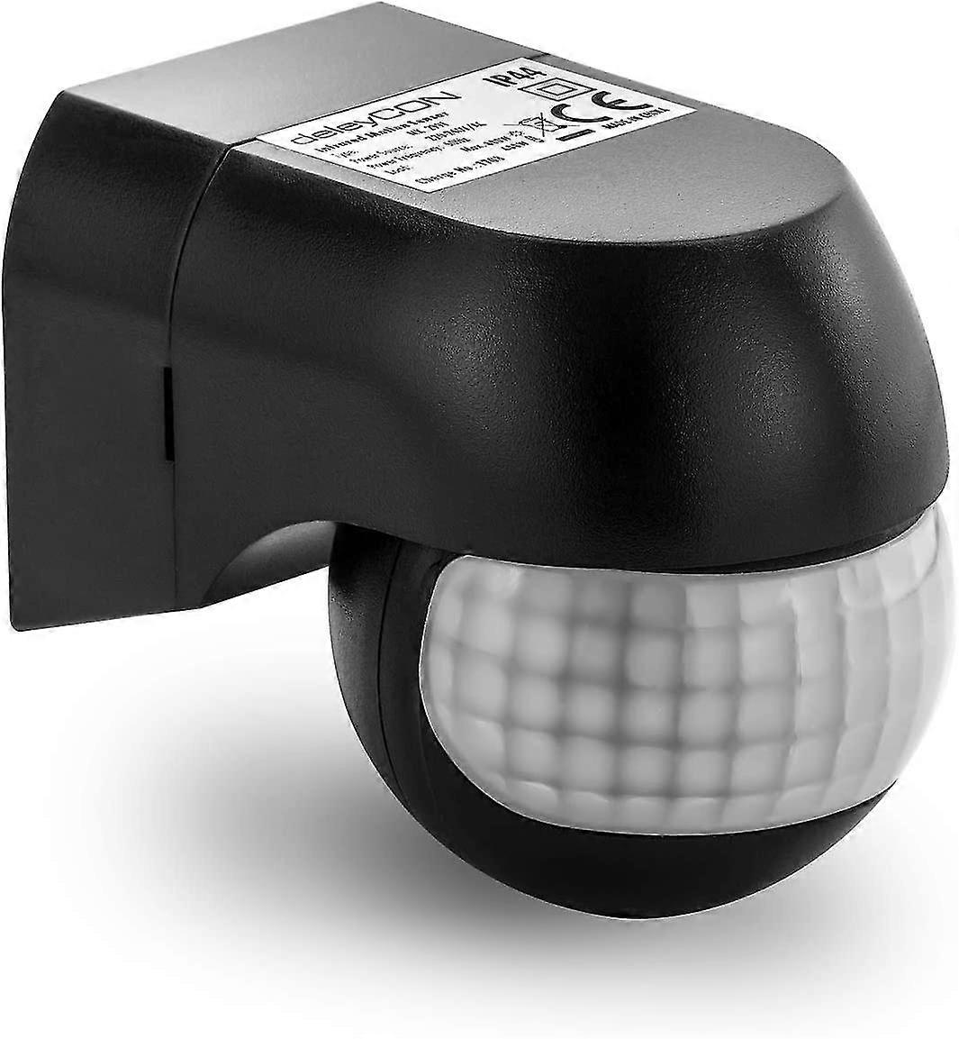 1x Infrared Motion Detector - For Indoors And Outdoors Range Up To 12m At 180 Rotatable Tiltable Ip44 Protection Against Water Splashes Black