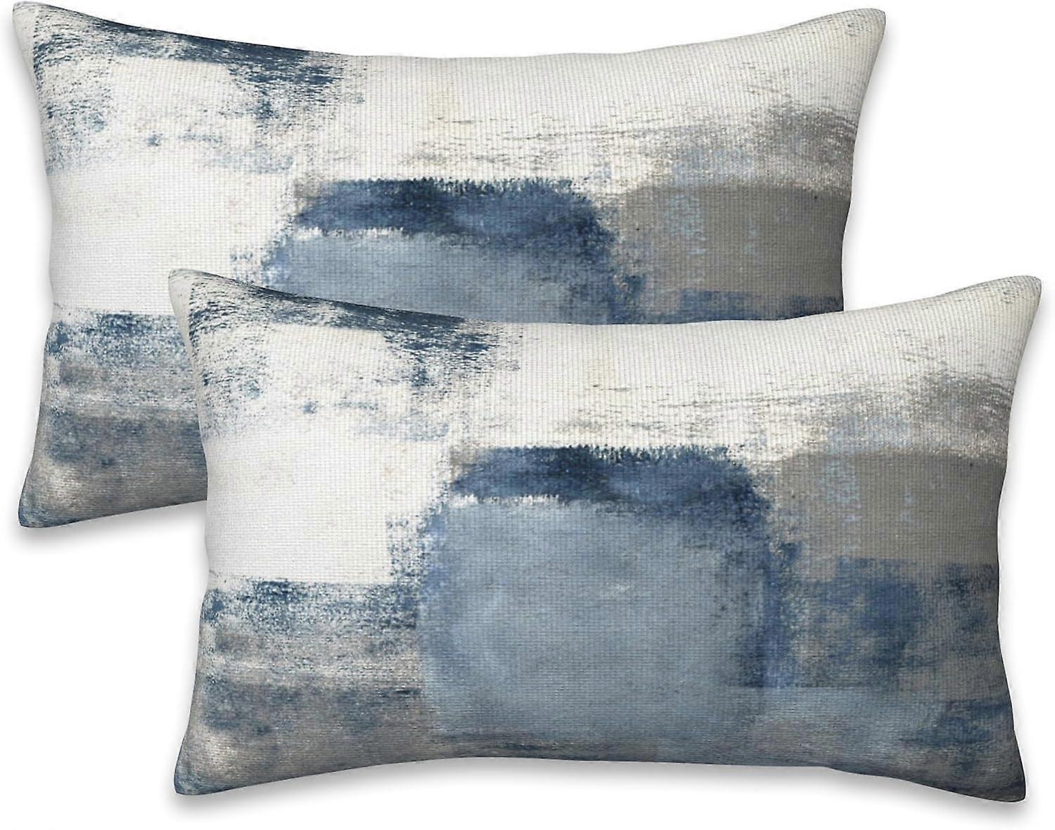 Atma Yastık Kılıfları Mavi ve Gri Soyut Sanat Yastık Kılıfları 20x12 İnç 2'li Atma Yastıkları Seti Dekoratif Yastık Kılıfları Yatak Odası Livi için Yastık Kılıfları