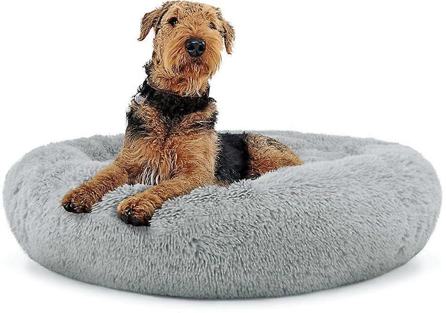 Universal plush bed for dogs and cats, 80 cm - light grey