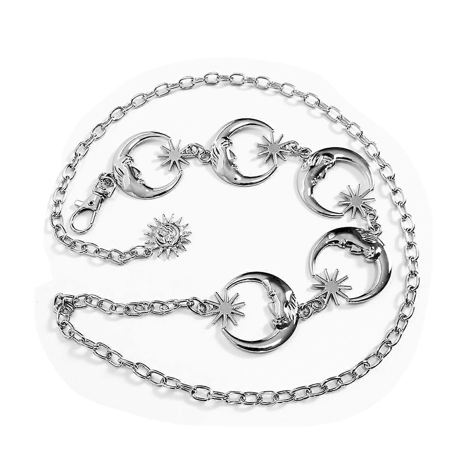 Femmes À La Mode Lune Métal Taille Chaîne Ceinture Moderne Décoratif Robuste Pas De Rouille Femelle Taille Chaîne Ceinture Argent