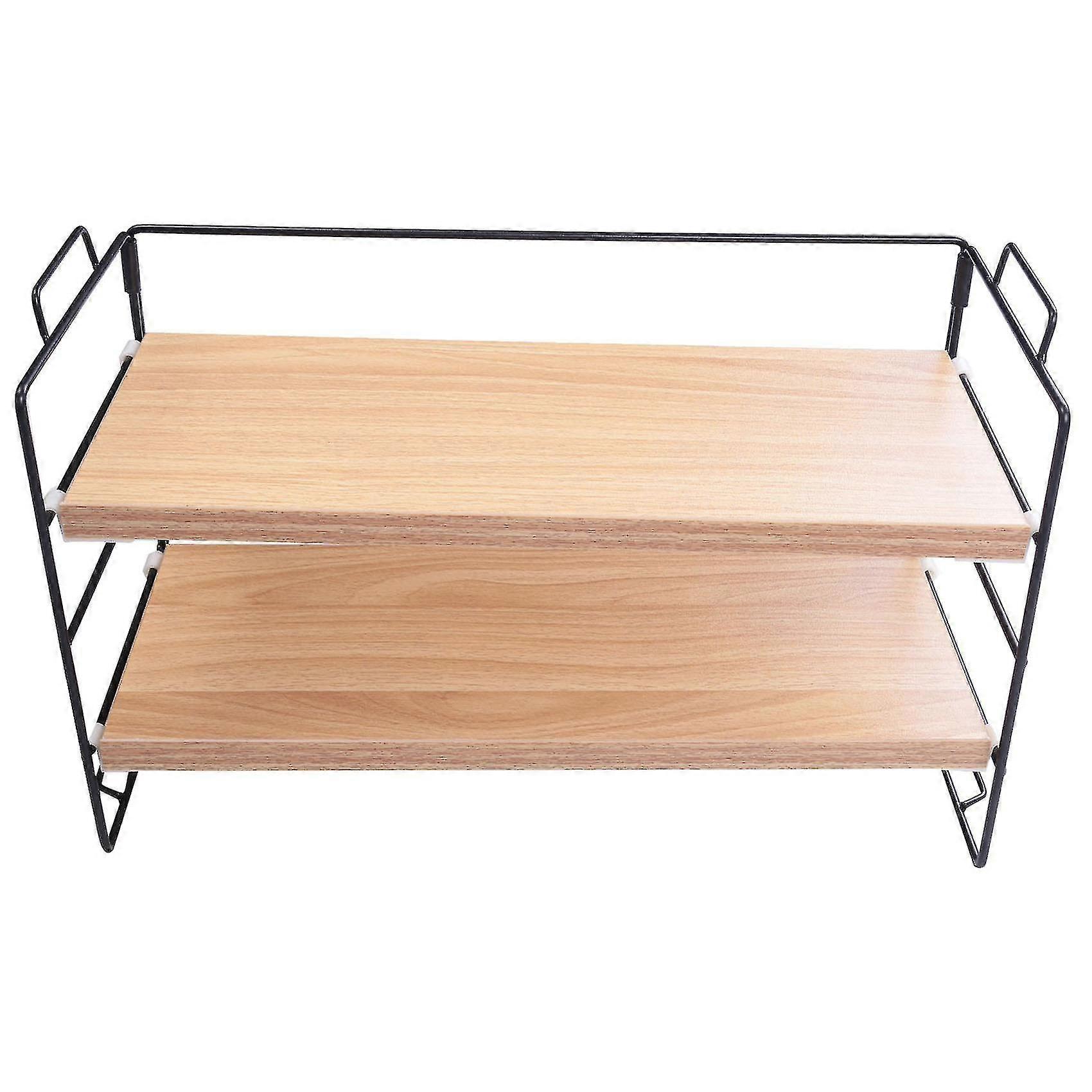 Desktop Storage Shelf Bookcase Desk Office Table Multilayered Black+log Color