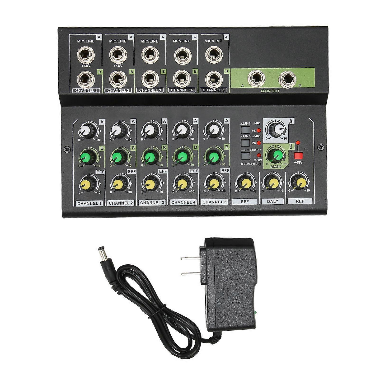Compact Mixer 10 Channels Low Noise Stereo Compact Mixer Board for Stage Recording Live Streaming 100?240V US Plug