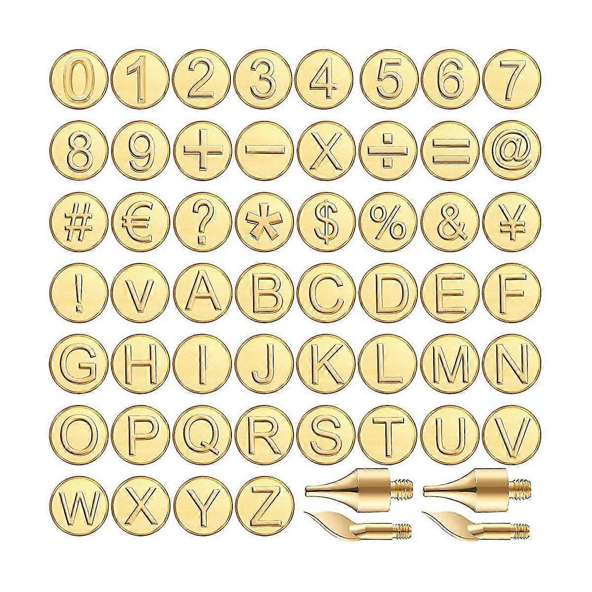 56-osainen puunpolttokärkisarja kirjaimilla ja aakkosilla puuaskarteluun ja tee-se-itse-askarteluun