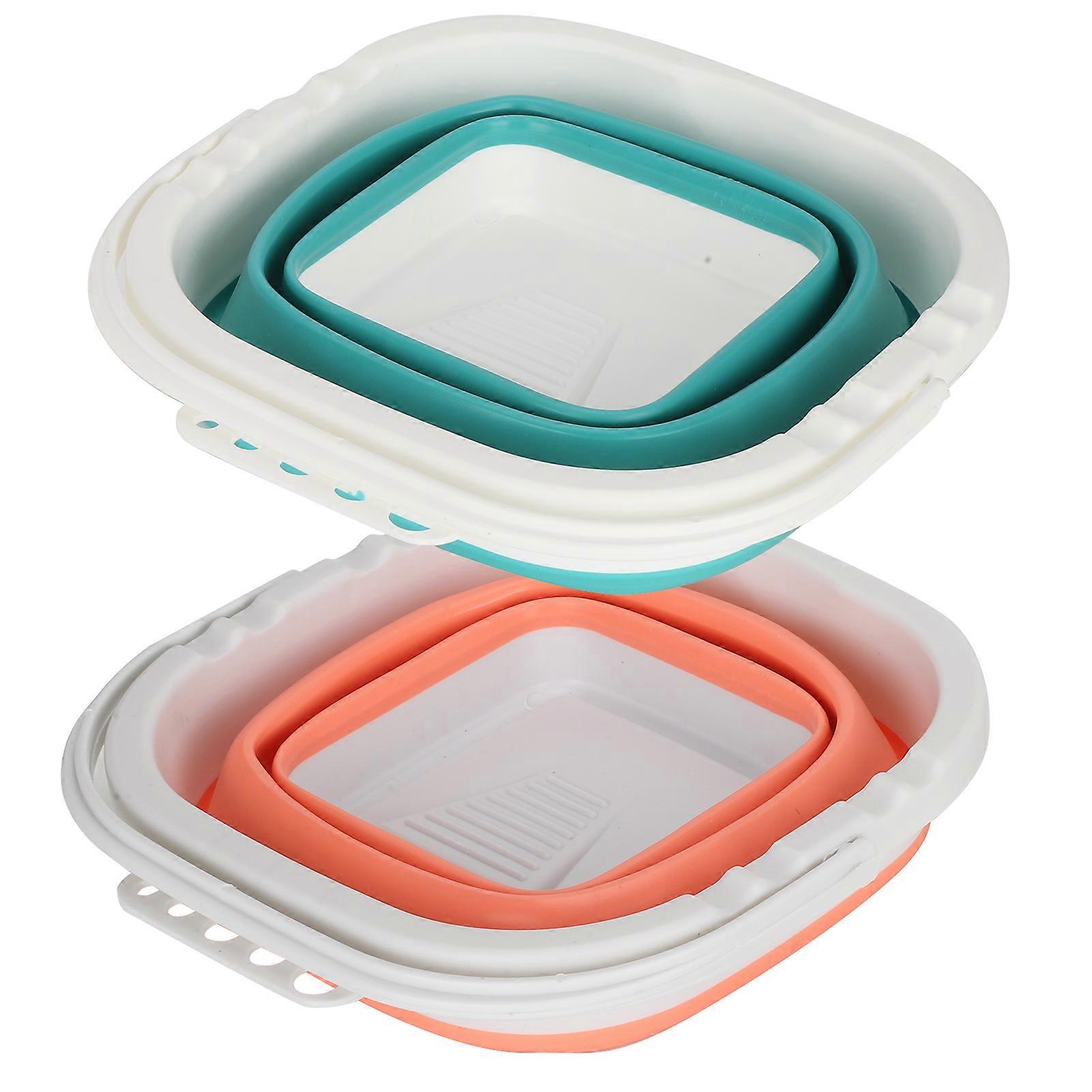 2pcs faltbarer tragbarer Pinselwaschreiniger Mehrzweckbürsten-Wascheimer