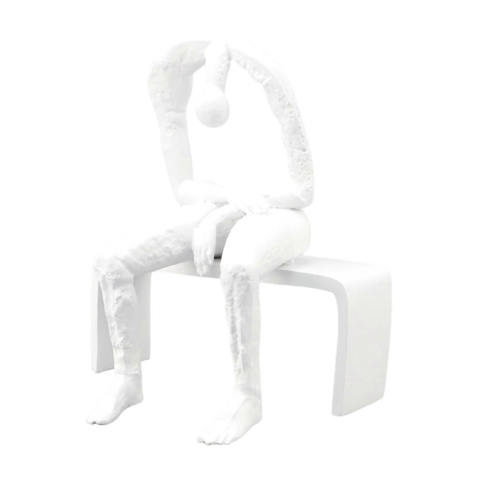 Abstract Figure Sculpture Sturdy Simple Statue for Entrance Office Bookshelf White