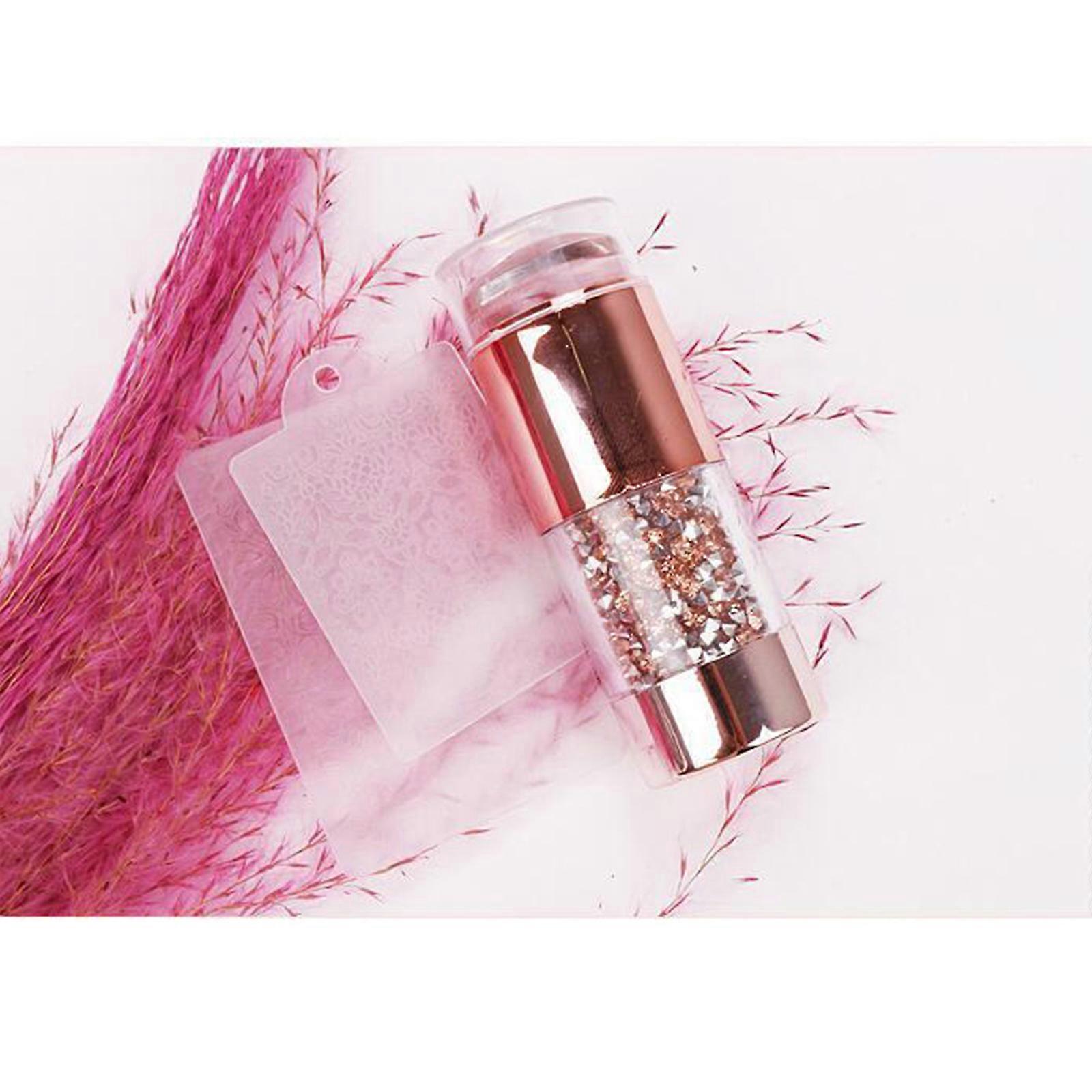 Dual-ended White Clear Silicone Nail Stamping Stamper & Scraper Set - Silver