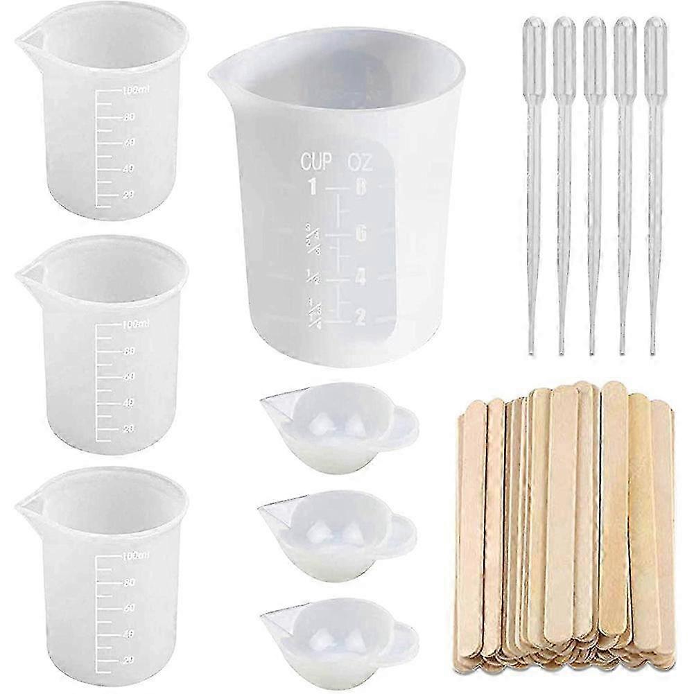 Silicone Measuring Cups for Epoxy Resin, Reusable Mixing Cups Resin Casting Container with Mixing S