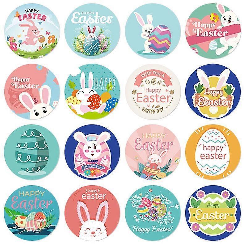 500 Pieces/Roll Easter Theme Stickers, Easter Bunny Stickers Eggs Self-Adhesive Stickers Easter Labels Scrapbook for Easter Decoration