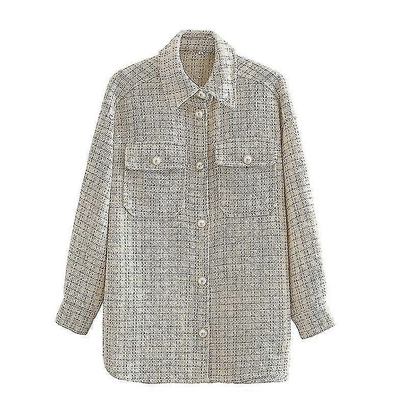 Plaid Print Singe Button Jacket Long Sleeve Blazer
