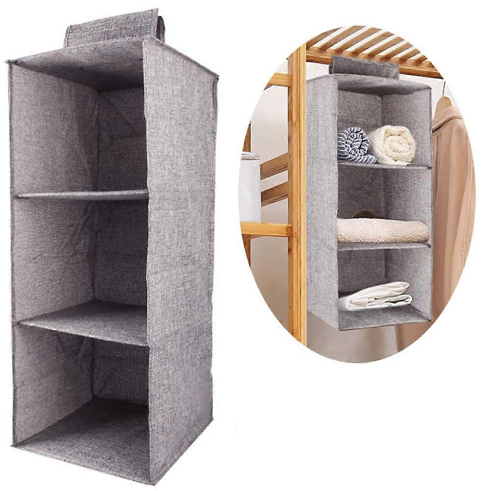 Foldable Hanging Storage Organizer - Wardrobe Hanging Shelf with 5 Wide Compartments