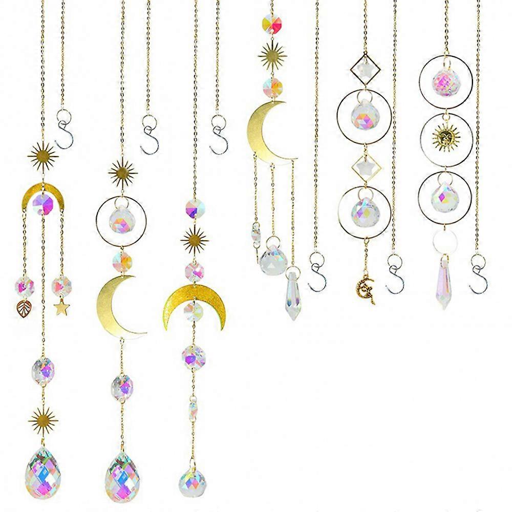 6 κομμάτια πολύχρωμα κρύσταλλα suncatcher κρέμονται ηλιοπαγίδες κήπο ήλιο κρύσταλλα κρέμονται πρίσματα κρύσταλλο παράθυρο suncatcher kit κρέμονται κρύσταλλα παραθύρων και