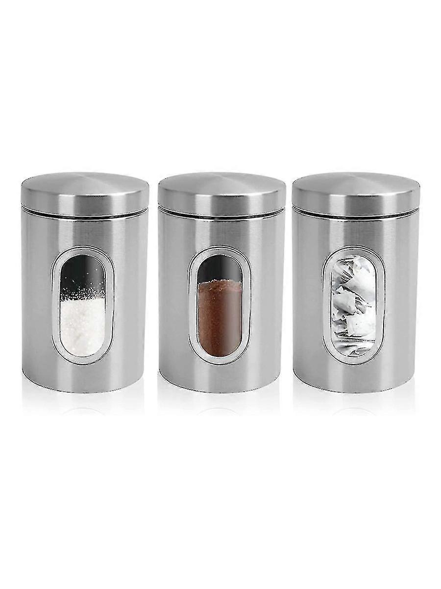 3 Piece Kitchen Canister Set Silver