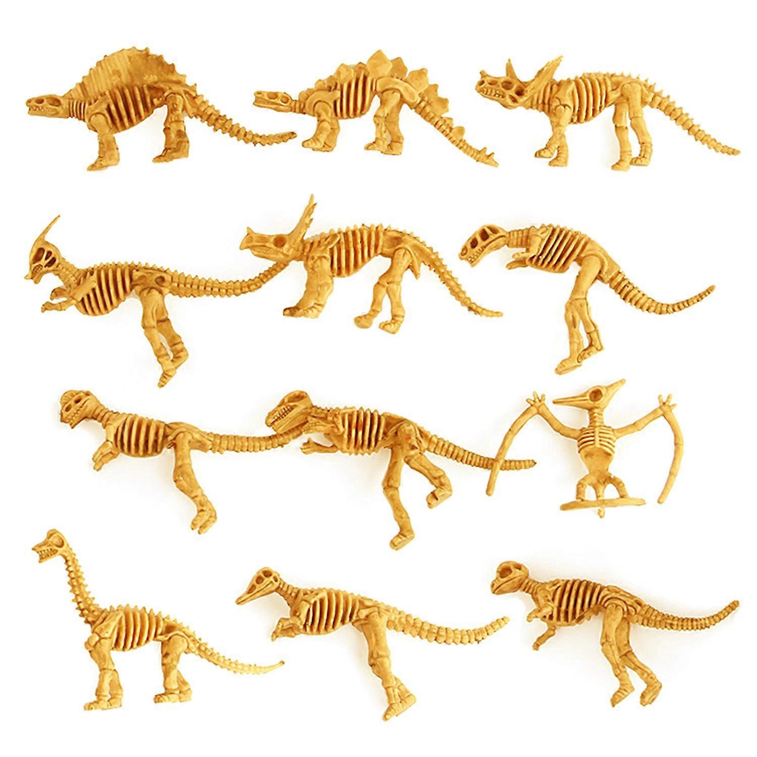 12Pcs Dinosaur Figurine Educational Realistic Plastic Intellectual Development Dinosaur Skeleton