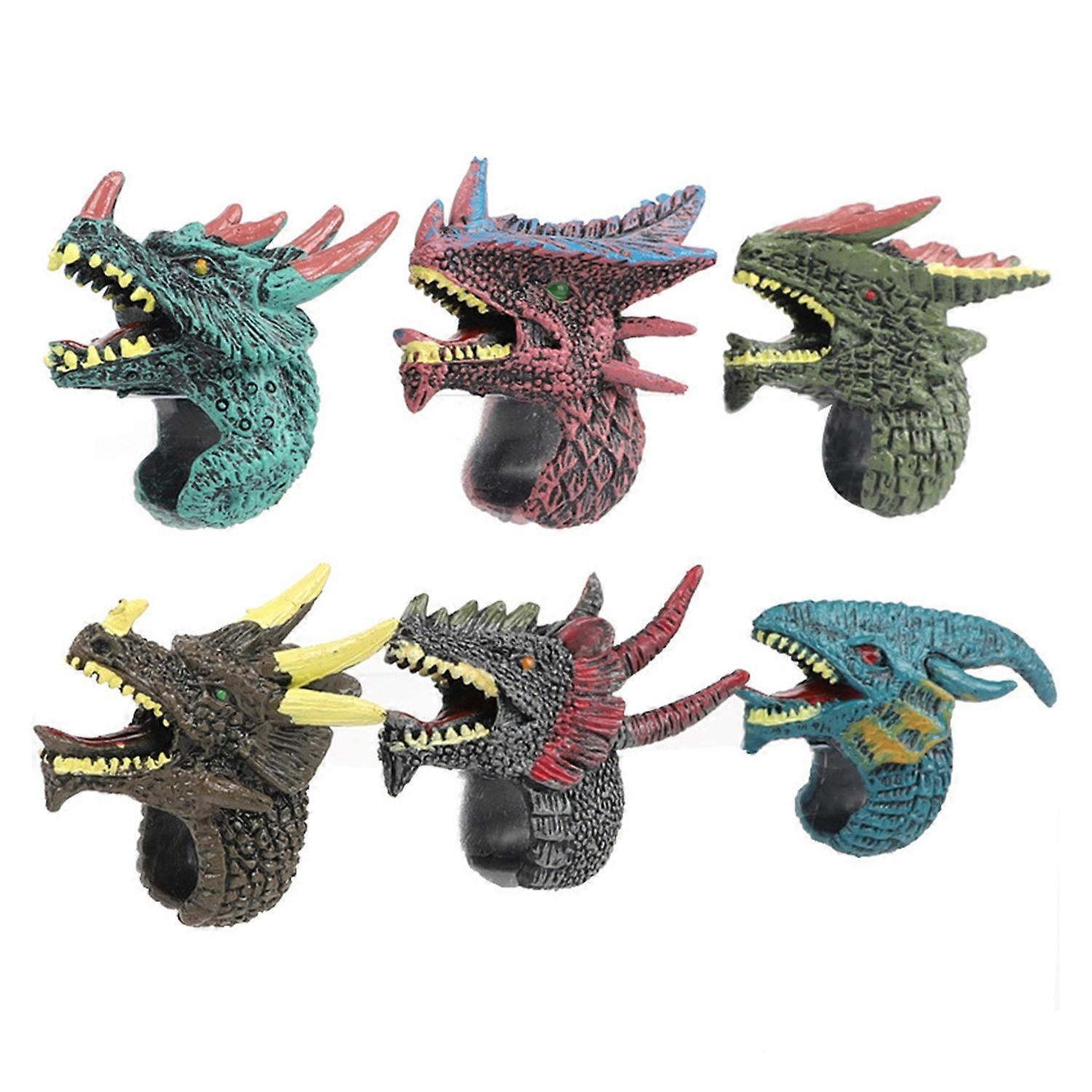 6Pcs Dinosaur Ring Fine Texture Early Learning Animal Cognition Educational Toys Realistic Model Toy