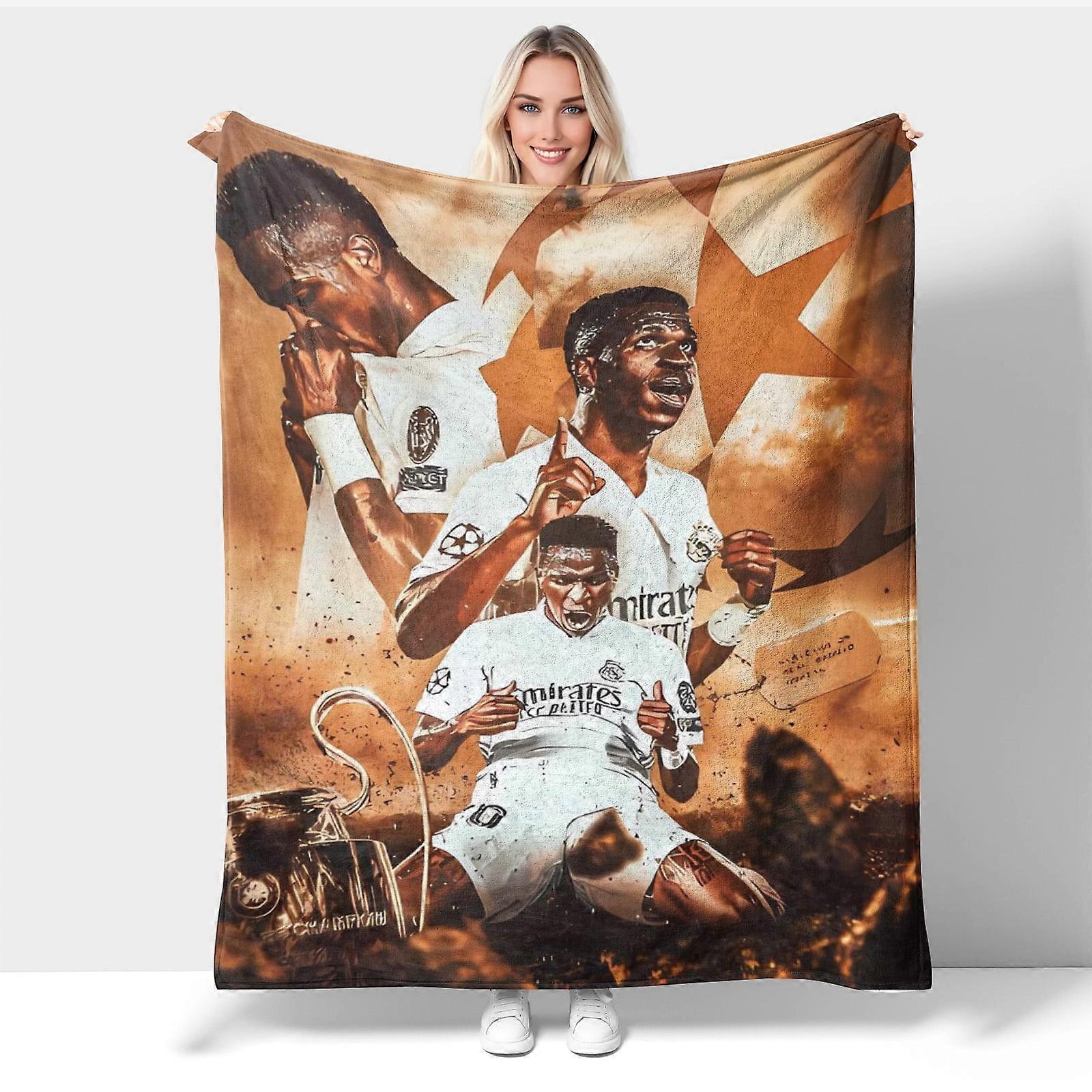 Vini Jr Blanket 50&quot;X40&quot;,Throw Blankets Flannel Sleep Cozy Lightweight Ultra-Soft Micro Blankets for Sofa Trave-KDE36859