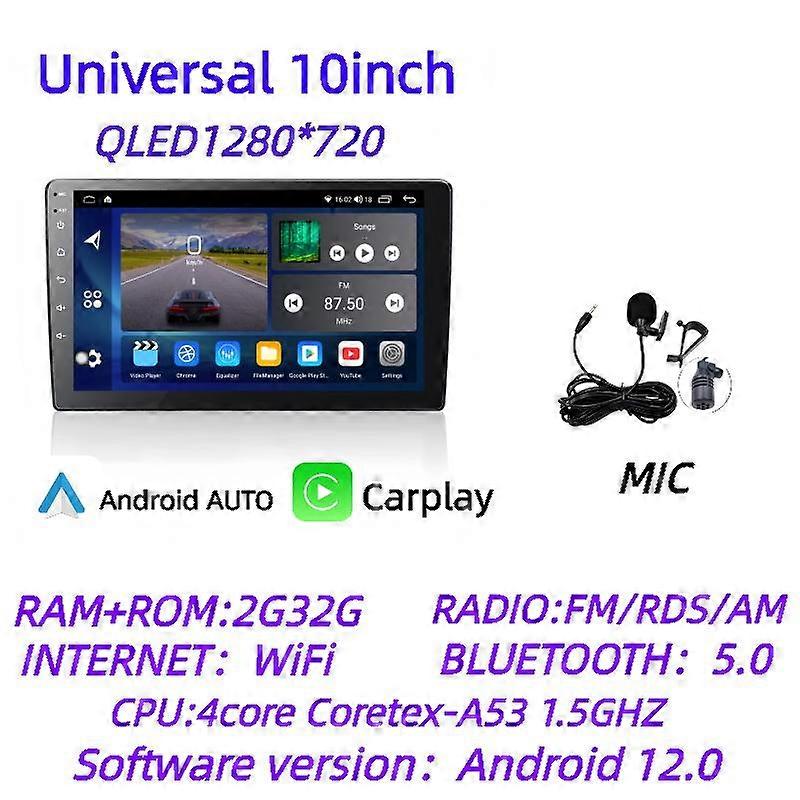 Android 12.0 universal style car multimedia player wireless carplay2DIN car radio Android AUTO, GPS car intelligent system DSP