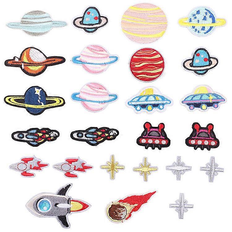 Set of 25 planetary embroidery iron-on patches