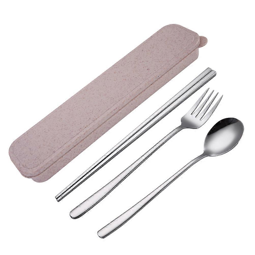 4pcs/Set Stainless Steel Chopsticks Fork Spoon with Box Portable Cutlery Tableware Set Flatware
