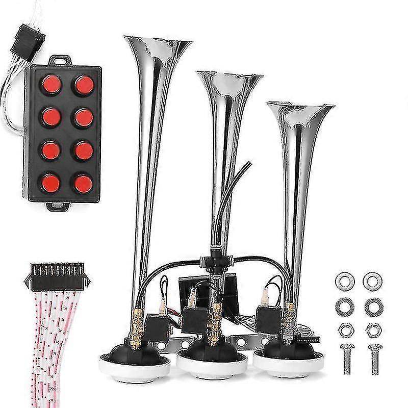 110db 3チューブホーンカーホーン12.0v / 24vユニバーサルカーホーンラウドスピーカー自動変更アクセサリーカーエアホーン-xdd