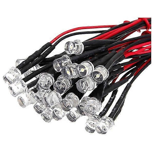 発光ダイオード配線LED用に配線される20cm 12v ロットサイズ:5mmフラットトップカラー:レッド 数量:10個