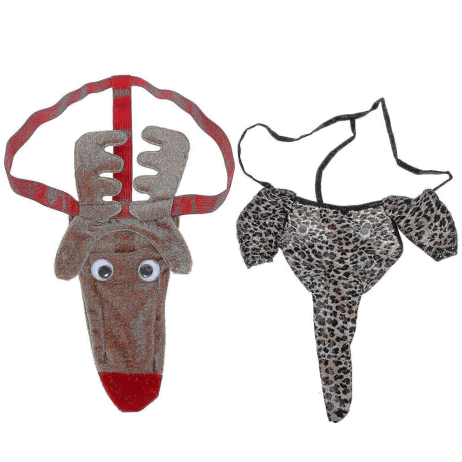 2 Pcs Briefs Men Underwear Mens T- Back Thongs Mens Harness Elephant G String T- String Thong
