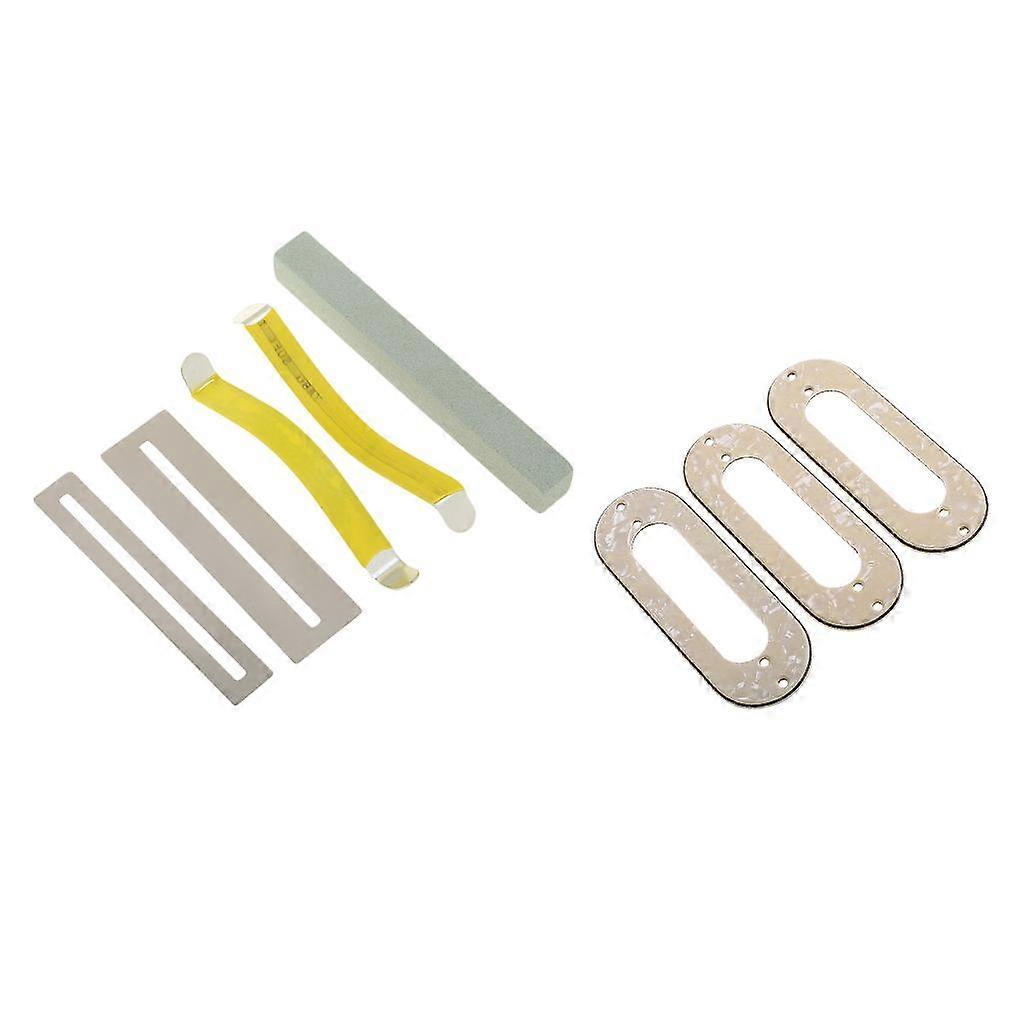 3PCS Guitar Pickup Frames + String Spreaders + Fretboard + Grinding Stone