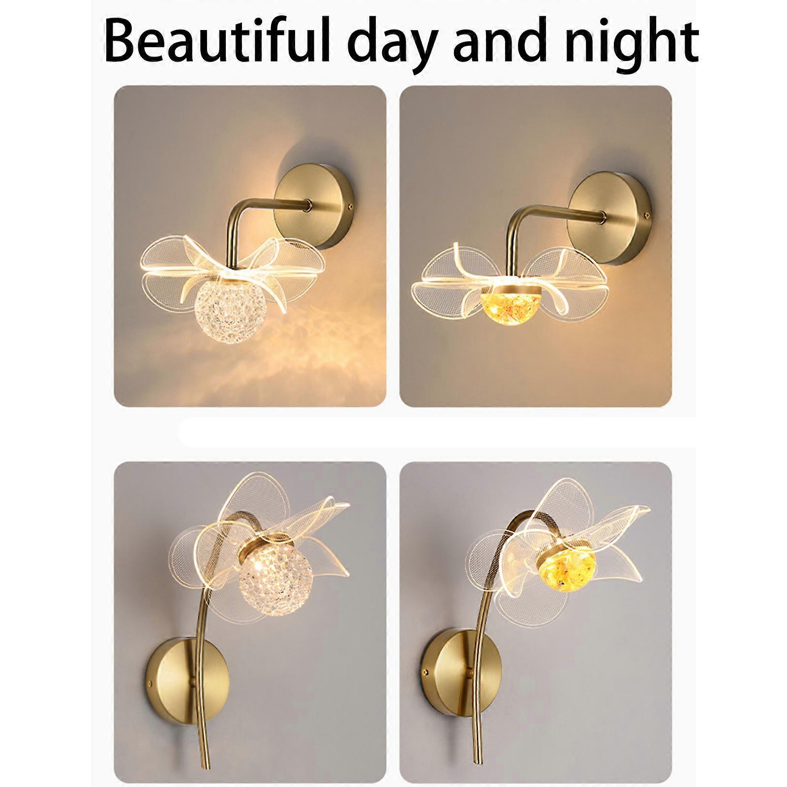 Gold Wall LED Light, Wall-Mounted Wall Light with 3 Adjustable Lighting