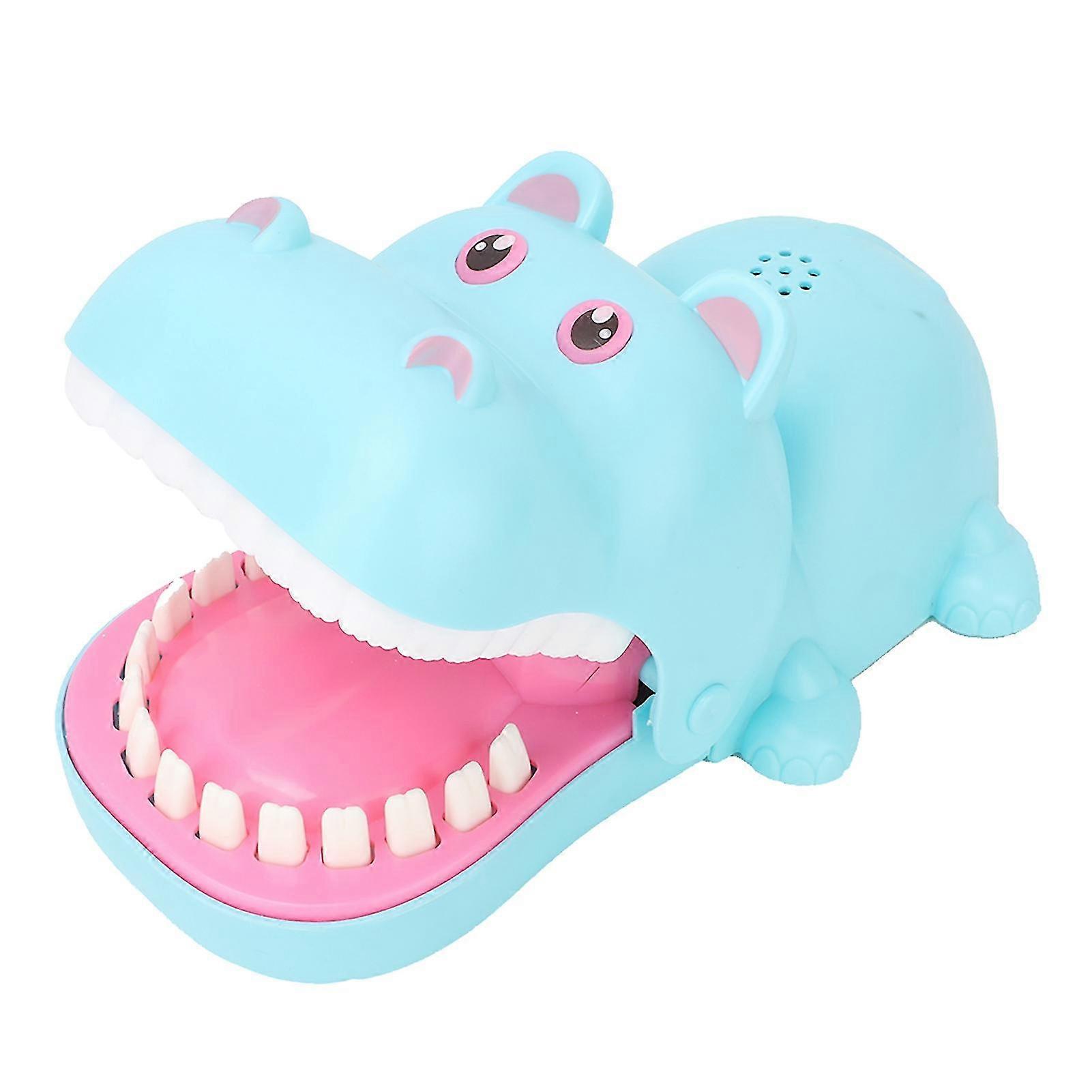 Portable Hippo Mouth Cartoon Toy Fun Finger Board Game for Kids in Blue