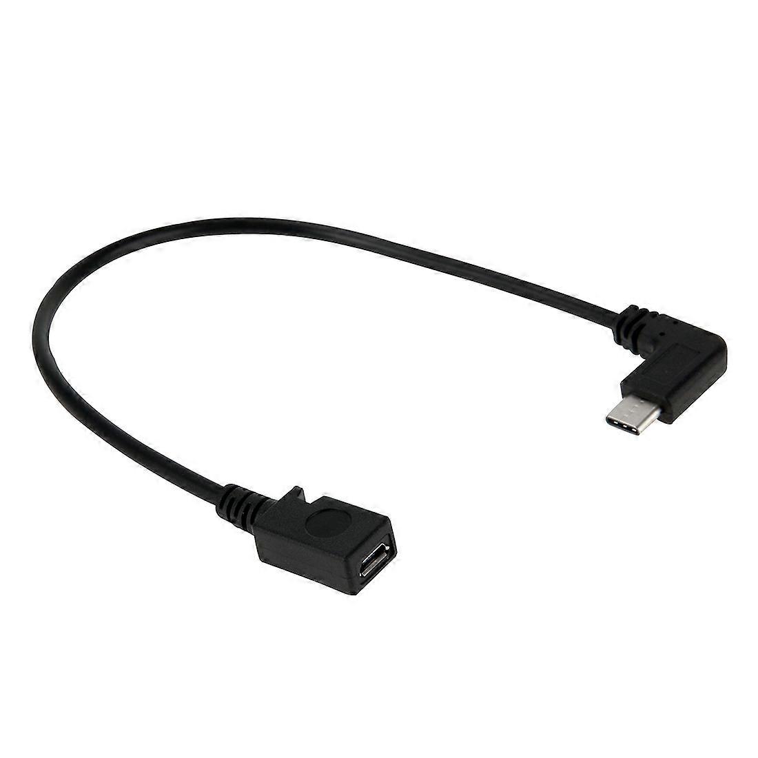 Micro USB Female to 90 Degrees Elbow Type-C Cable
