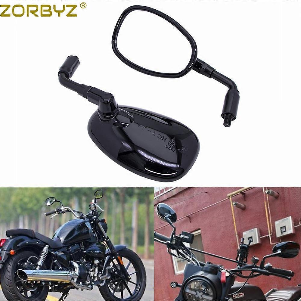 ZORBYZ Motorcycle 10mm Black Oval Rearview Side Mirrors E3 Mark
