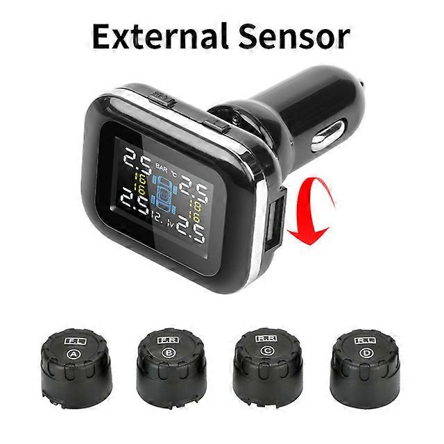 JMCQ CarCigarette Lighter Vehicle Sensors Tire Pressure Monitoring System s Auto Security Tpsm Adjustable Display Angle