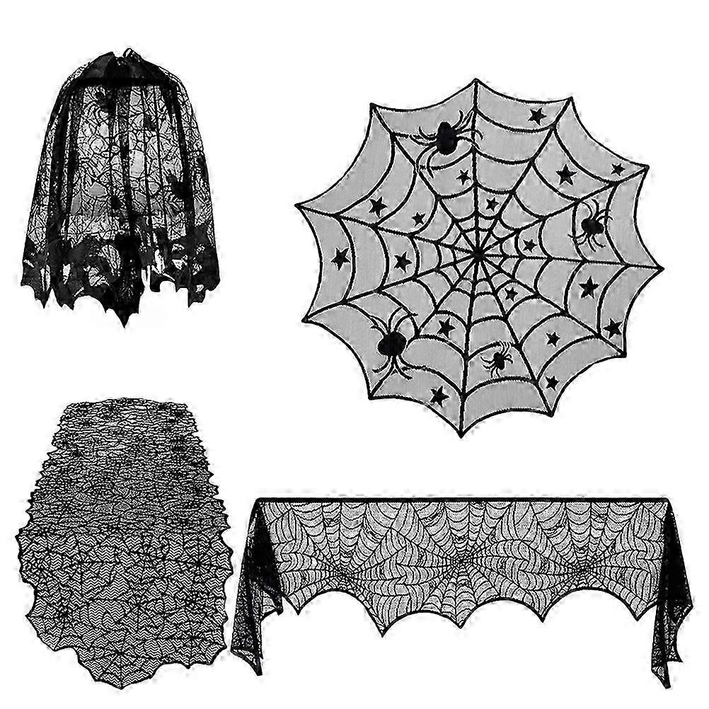 1 Set Halloween Decorations Fireplace Scarf Long Tablecloth Cobweb Tablecloth