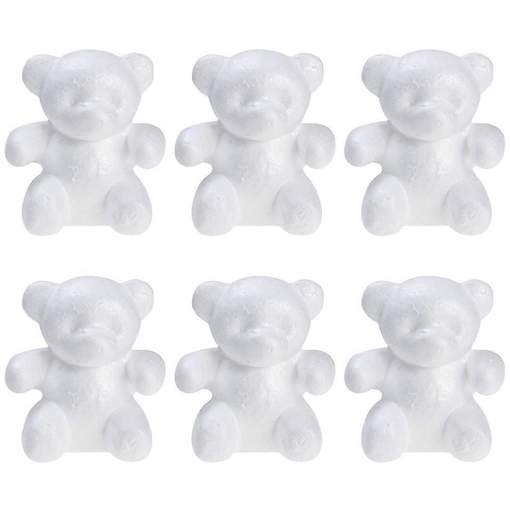 6 Pcs 1 Bag Creative DIY Crafts Interesting Bear Shape Modelings (White)