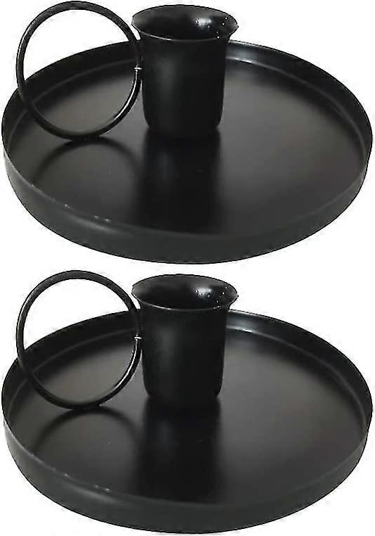2Pcs Iron Candlestick Holder (Black)no Candle