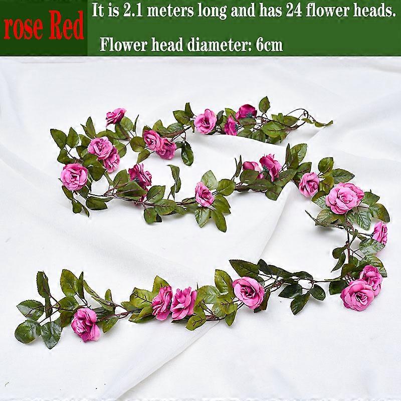 2.1m multicolor autumn artificial rose flower vine ivy leaf wreath silk rose flower rattan vine wedding arch flower home garden