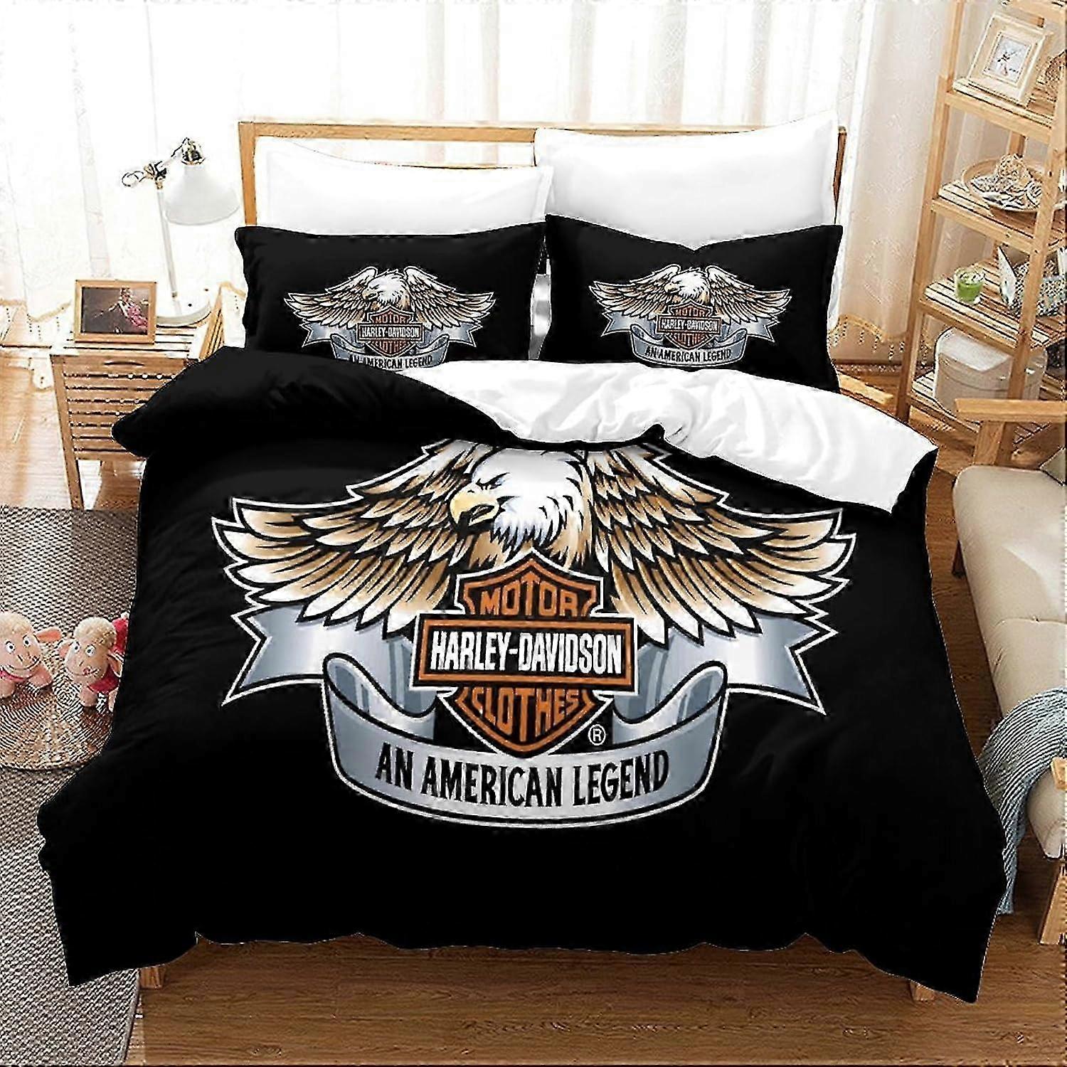 J1031 Lakan Harley Davidson påslakan set mönster sängkläder set digitaltryck 3D täcke överdrag mikrofiber överkast lakan BBA1031