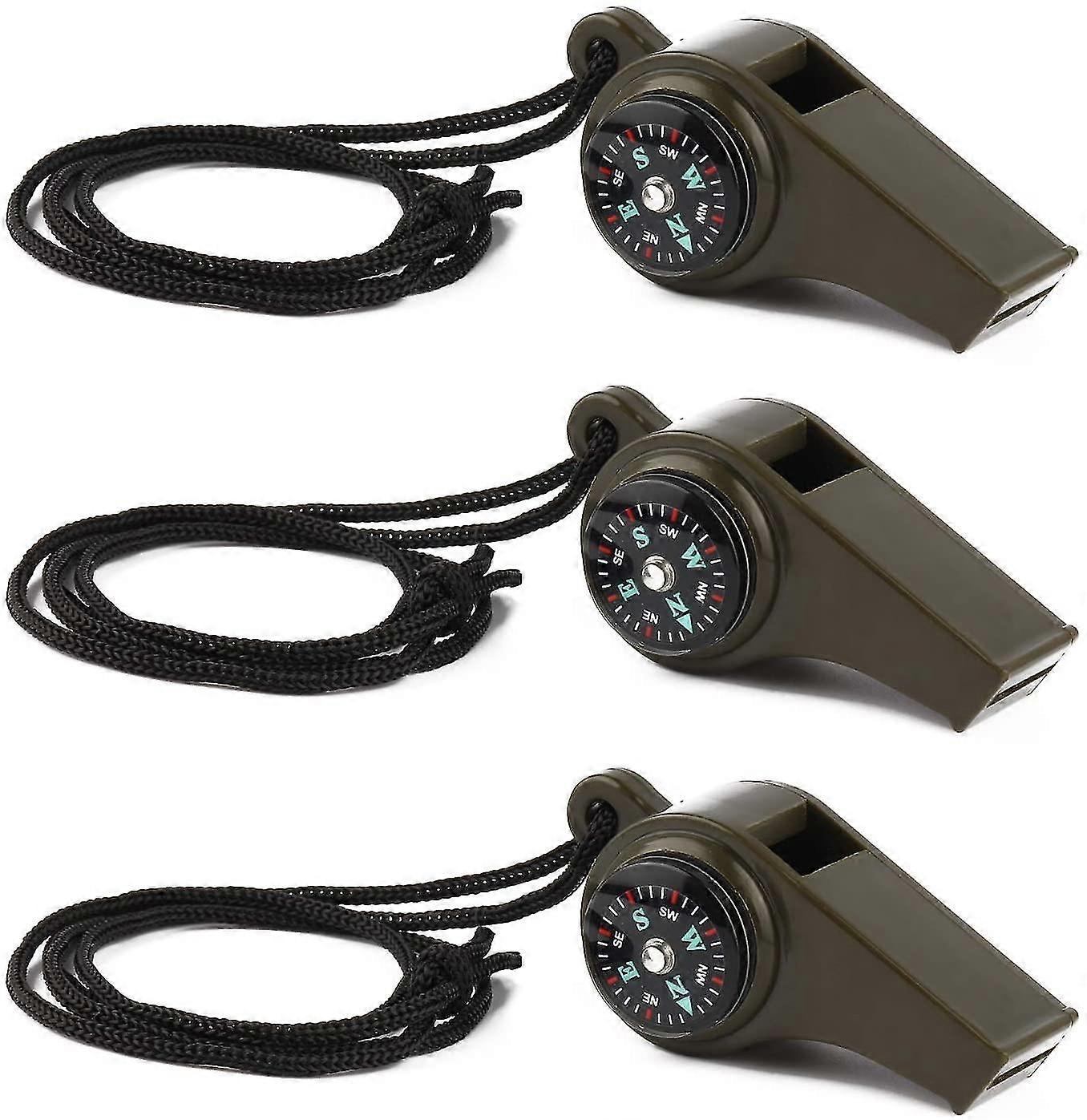 3pcs Emergency Survival Whistle, 3-in-1 Whistles With Compass And Thermometer