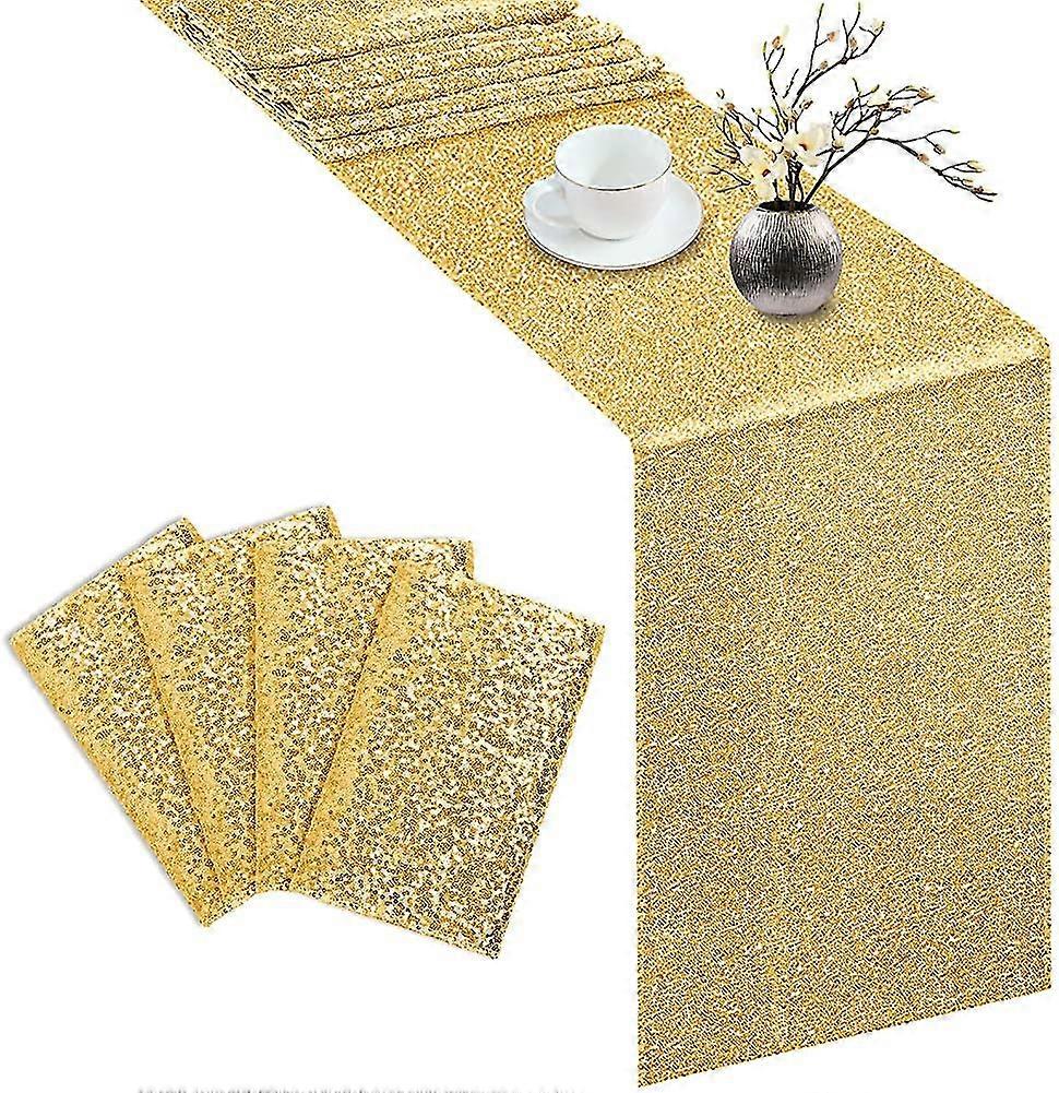 4-pack Champagne Gold Sequin Table Runners Sequin Champagne Gold