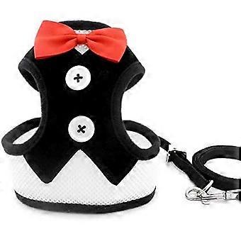 YOITEA Tuxedo Cat Harness and Leash Set with Bowtie Adjustable No Pull Soft Mesh Walking Vest Clothes Escape Proof Boy Small Dogs Puppy Kitten
