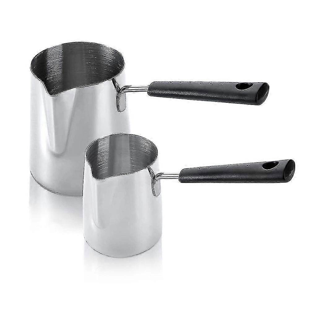 2 وعاء تسخين الحليب ، وعاء القهوة ، مقلاة صهر الشوكولاتة على الموقد ، صانع القهوة لتسخين الصلصة