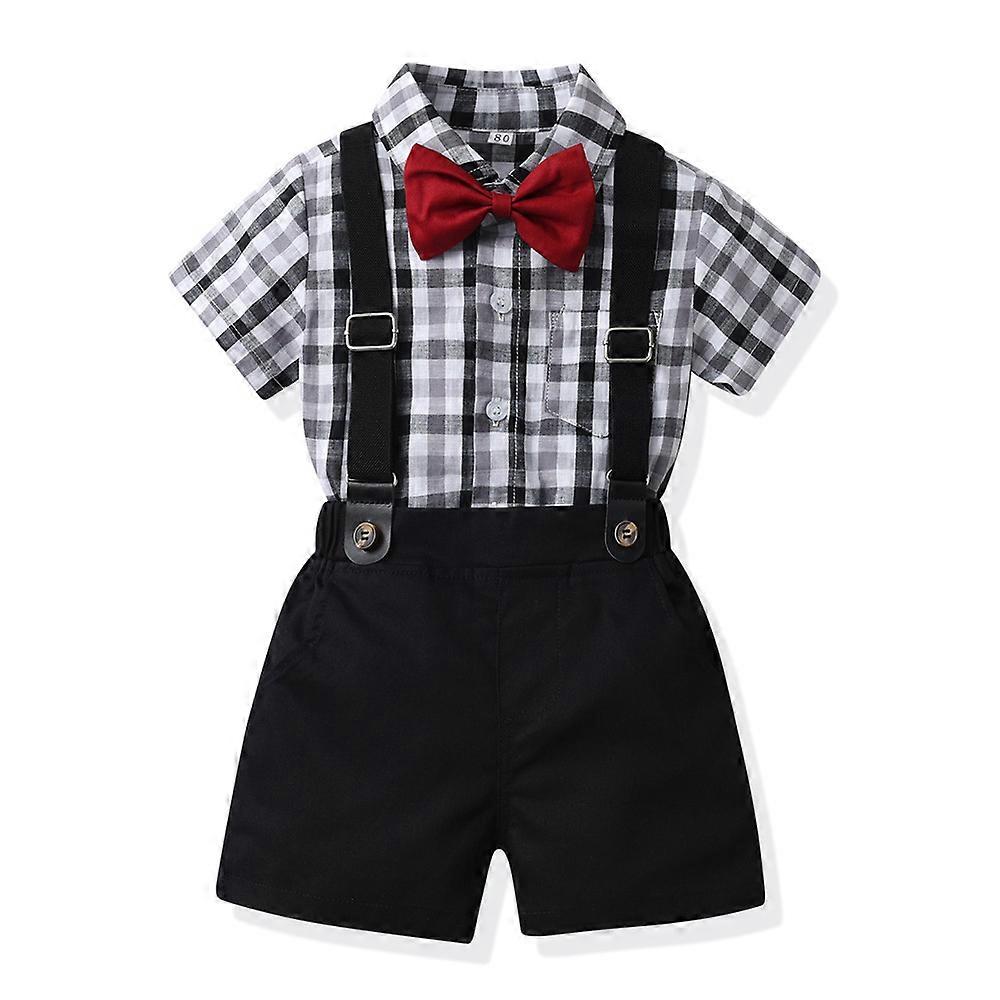 Jungen Anzug Hosenträger Shorts zweiteiliges Set mit Fliege