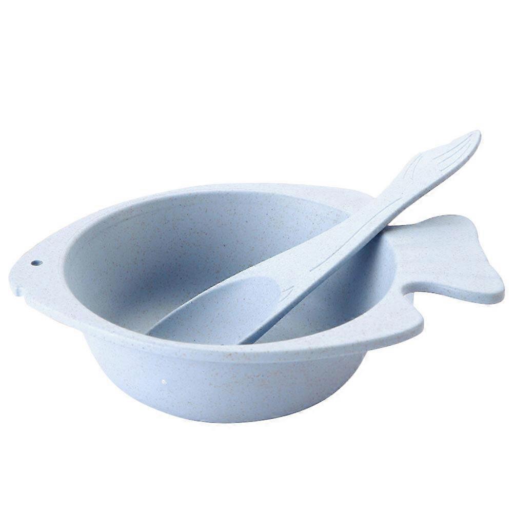 1 Set Unbreakable Cereal Bowl Wheat Straw Bowl Fish Shaped Bowl with Spoon